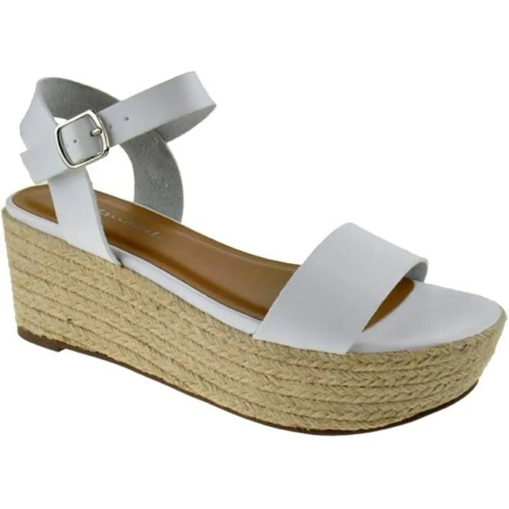 White Espadrille Platform Sandal with Ankle Strap